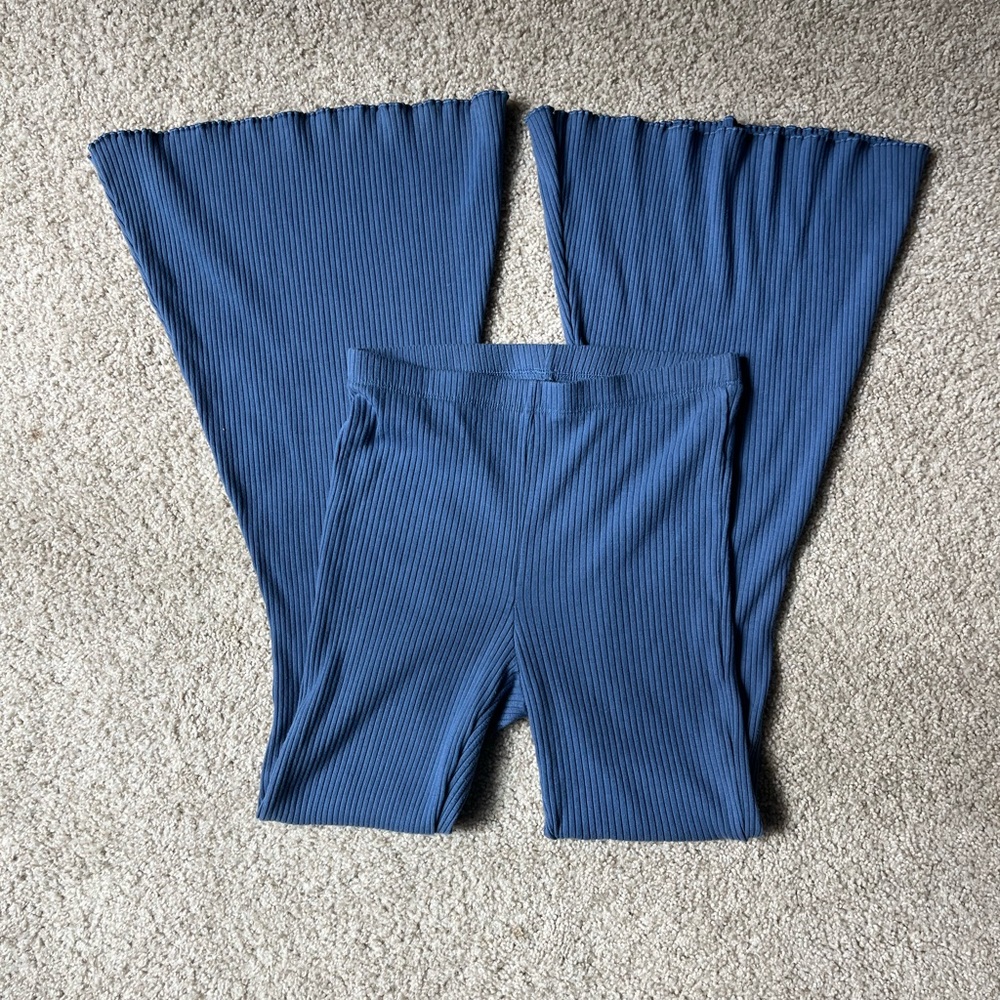 Aerie Blue Ribbed Flare Leggings